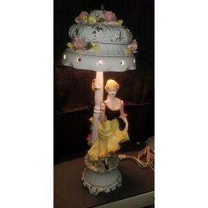 CAPODIMONTE: Vintage Beautiful Porcelain Elegant Lady Lamp